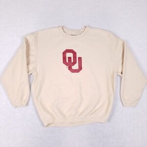 chicka-d The Lyne Oklahoma Sooners Corded Sweatshirt S Ivory